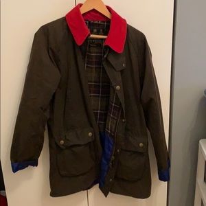 Waxed cotton olive green Barbour jacket